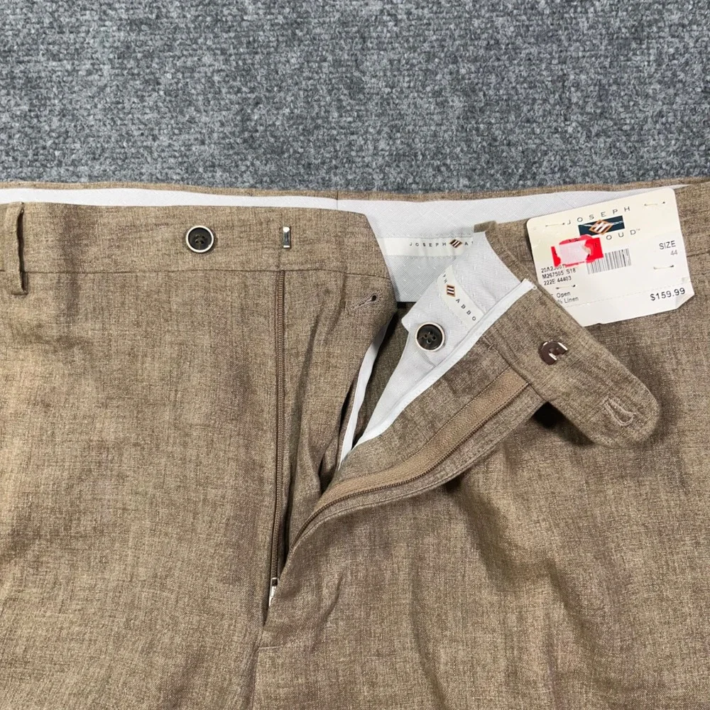 Joseph Abboud Heritage Pants Mens 44 100% Linen Leomaster Italian Brown Unhemmed